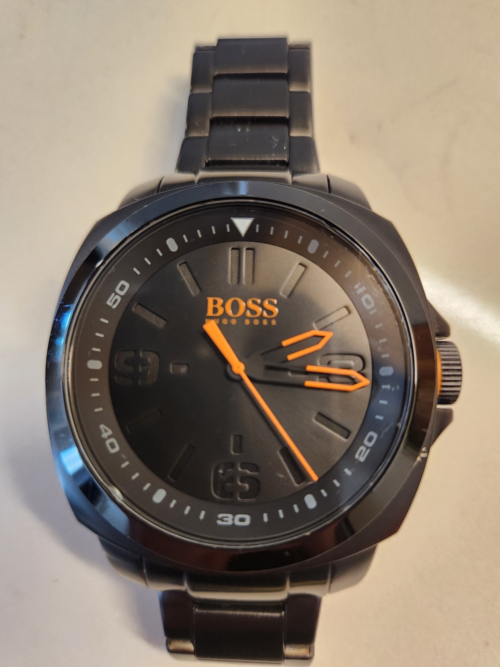 BOSS Black Watch with Orange Hands, Like New.